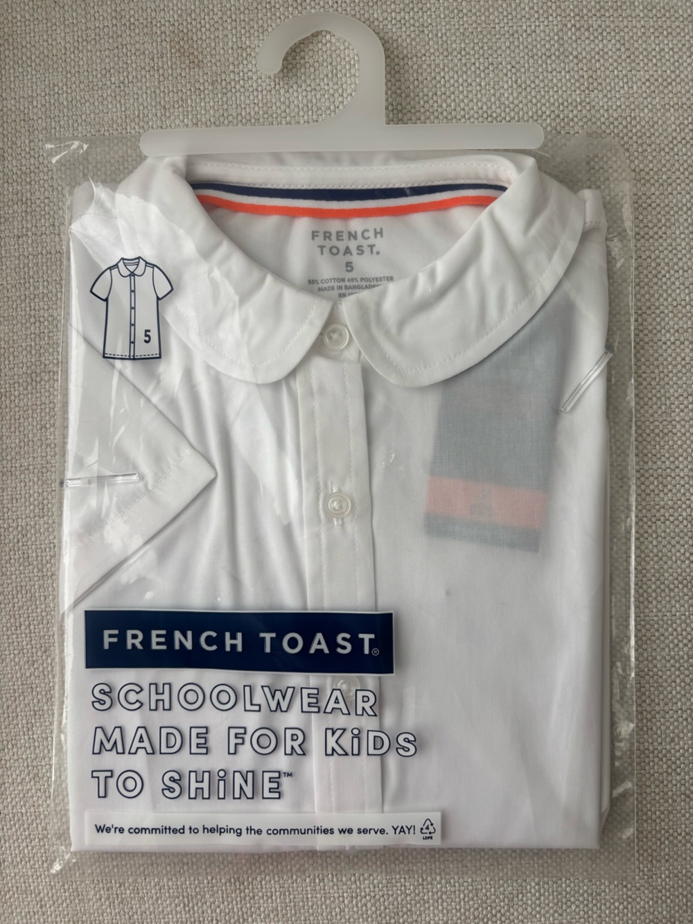 Girls French Toast White School Uniform Dress Shirt Peter Pan collar